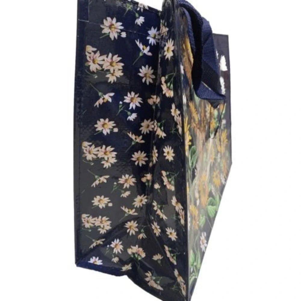 Vera Bradley Market Tote Sunflowers Daisies Bees Navy Blue Reusable Large NWT